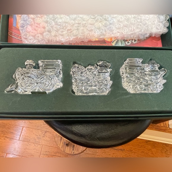 Waterford Crystal The Christmas Train 3 pc. Set with Box Retired.